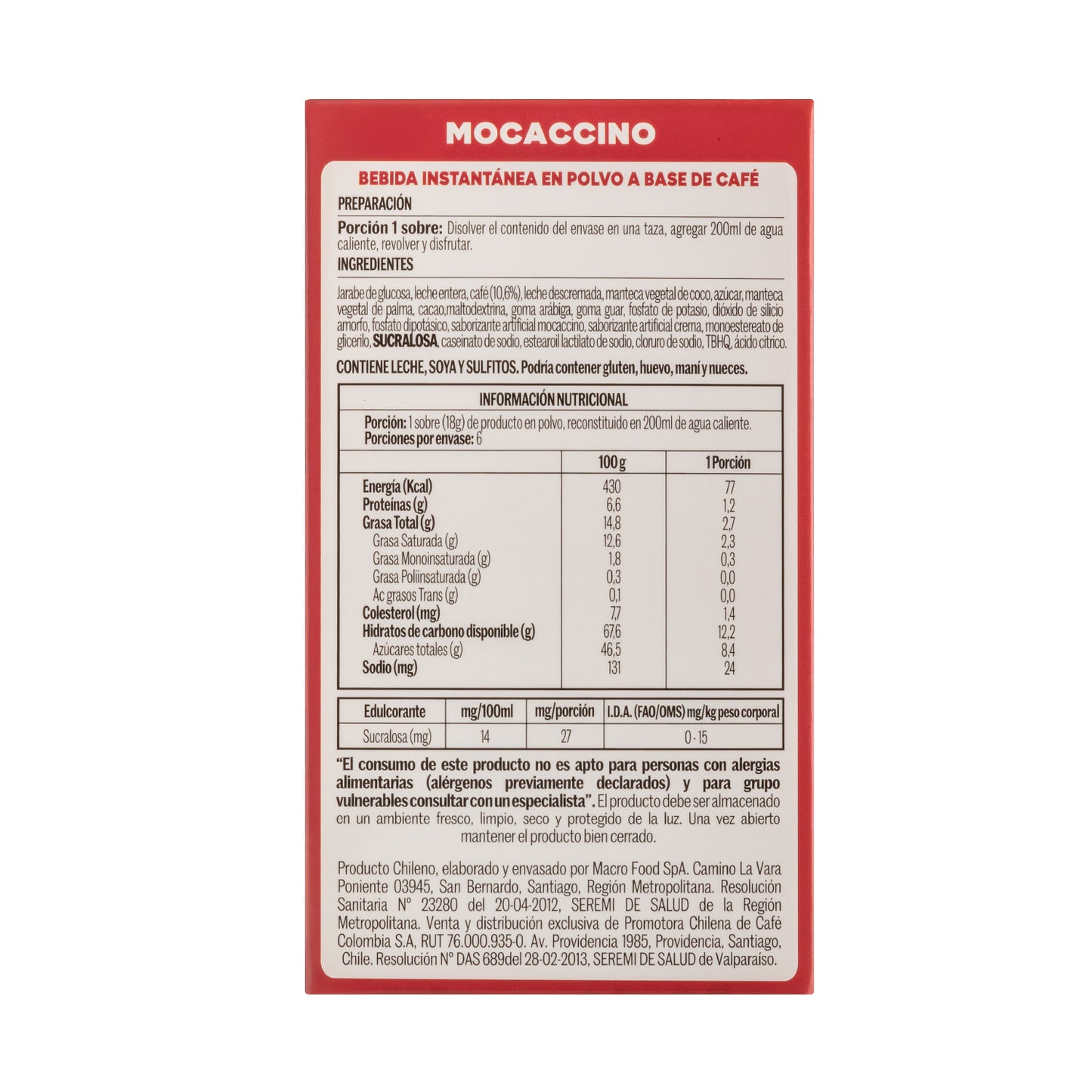 Mixes Mocaccino - Juan Valdez Café