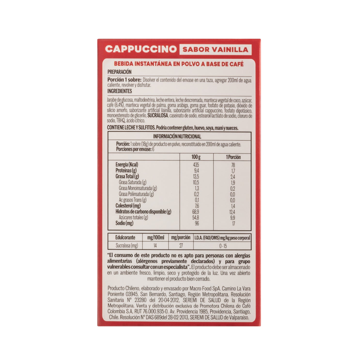 Mixes Capuccino Vainilla - Juan Valdez Café